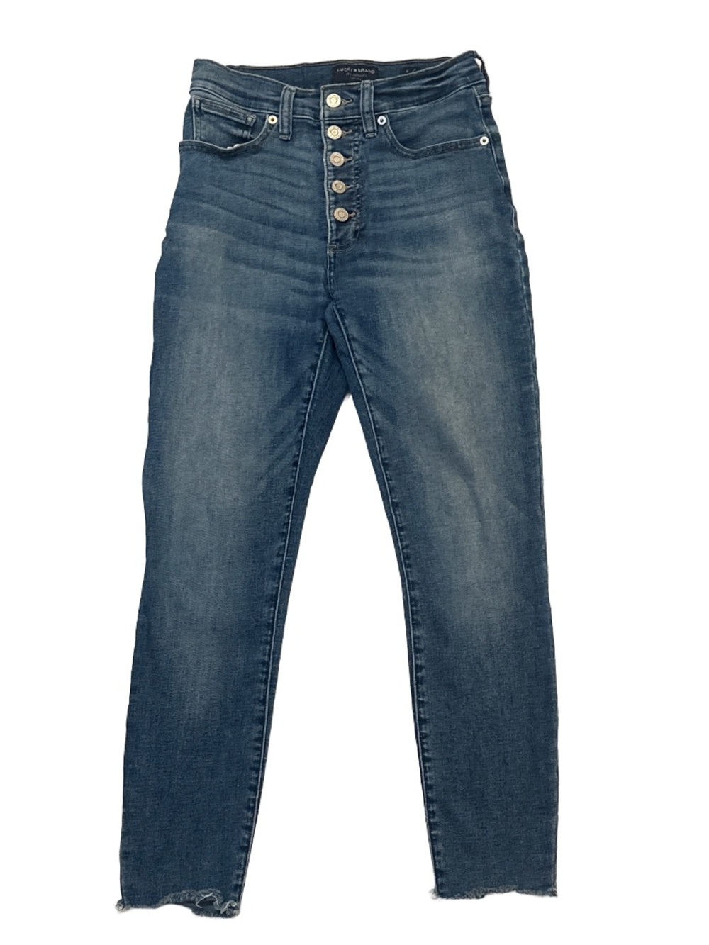 Lucky Brand High Rise Skinny Jeans 6/28 Raw Hem Ankle Stretch Denim